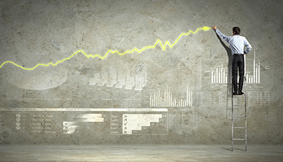 businessman drawing diagram