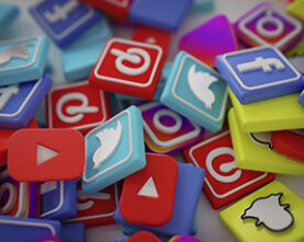 Pile of 3D Popular Social Media Logos Pile of 3D Popular Social Media Logos