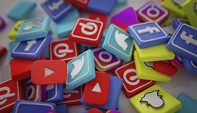 Pile of 3D Popular Social Media Logos